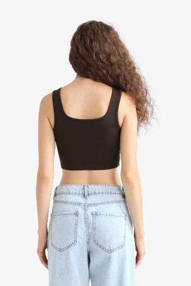 U Neck Basic Crop Top