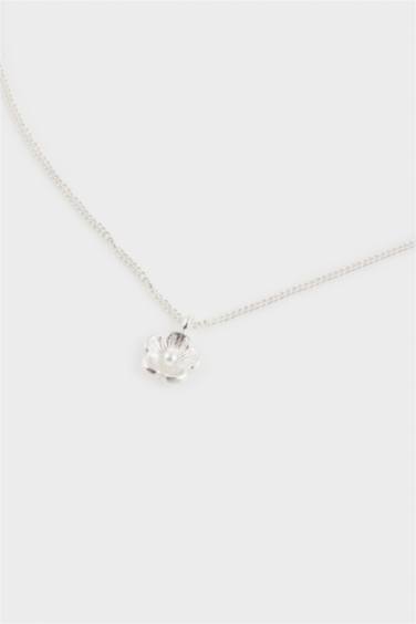 Kadın Çiçekli Silver Kolye Küpe Seti