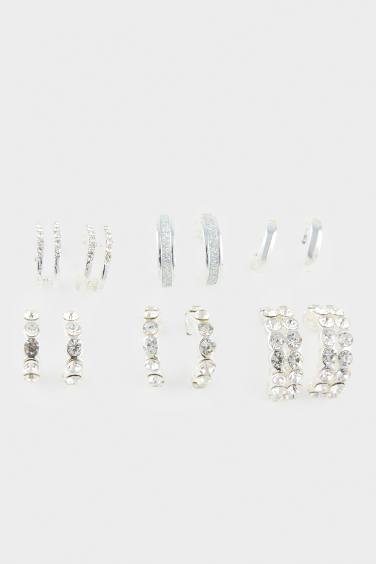 Kadın 6'lı Silver Halka Küpe