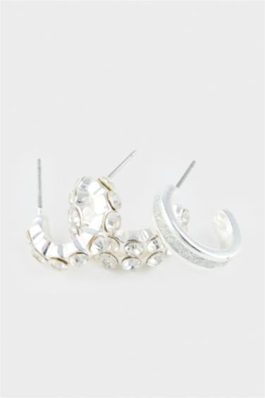 Kadın 6'lı Silver Halka Küpe