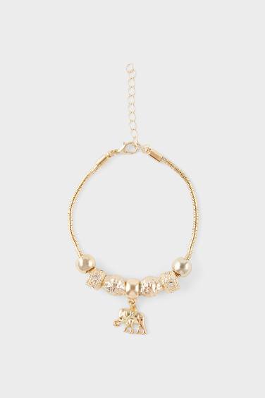 Kadın Fil Charmlı Gold Bileklik