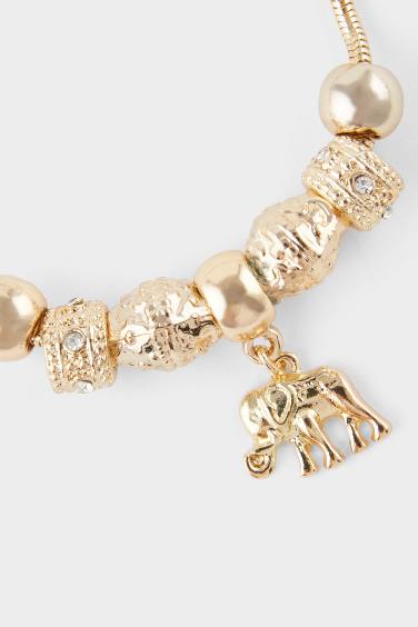 Kadın Fil Charmlı Gold Bileklik