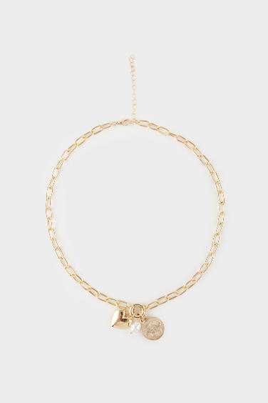 Kadın Kalpli Gold Kolye