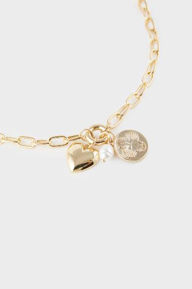 Kadın Kalpli Gold Kolye