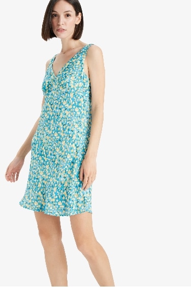 V-Neck Floral Sleeveless Mini Dress