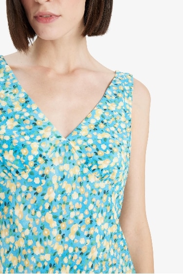 V-Neck Floral Sleeveless Mini Dress