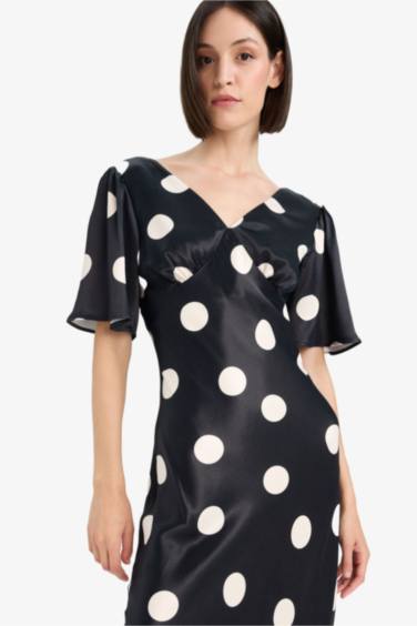 فستان ميدي ستان مطبوع بياخة V