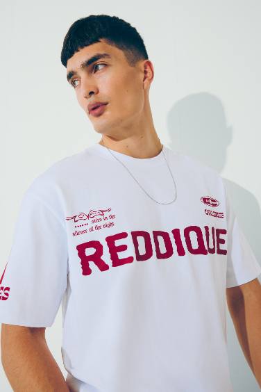 Boxy Fit Crew Neck Printed Short Sleeve T-Shirt