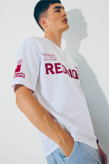 Boxy Fit Crew Neck Printed Short Sleeve T-Shirt