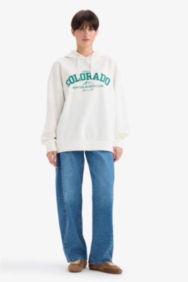 Oversize Fit Printed Long Sleeve Sweatshirt