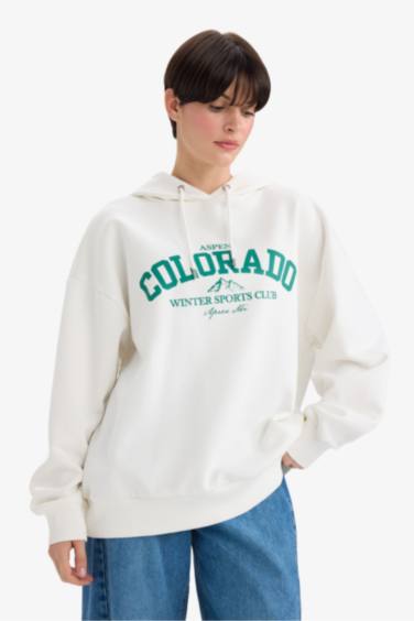 Oversize Fit Printed Long Sleeve Sweatshirt