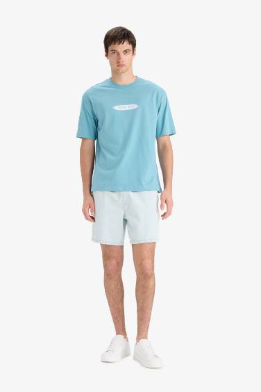 Boxy Fit Crew Neck Printed Short Sleeve T-Shirt