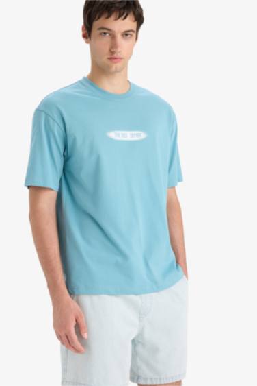 Boxy Fit Crew Neck Printed Short Sleeve T-Shirt