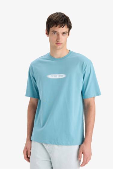 Boxy Fit Crew Neck Printed Short Sleeve T-Shirt