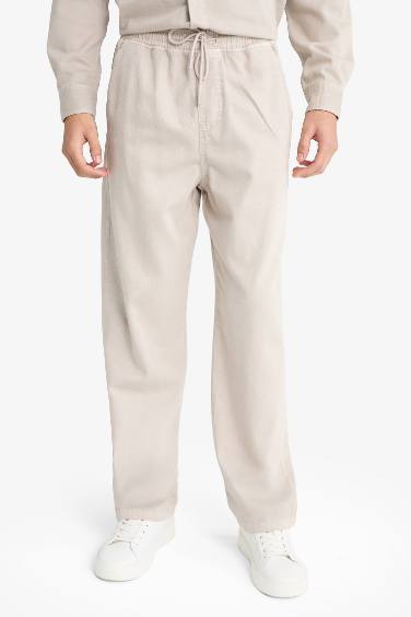 Baggy Fit Wide Leg Gabardine Trousers