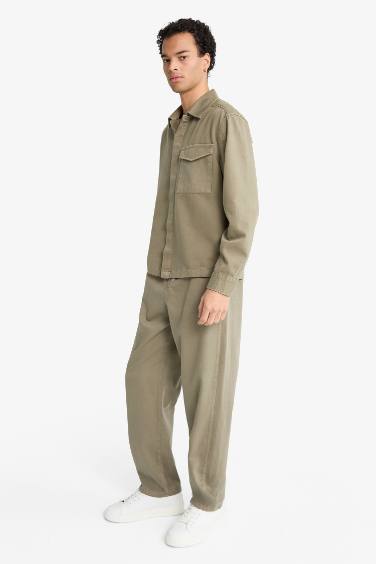 Pantalon baggy en gabardine à jambes larges