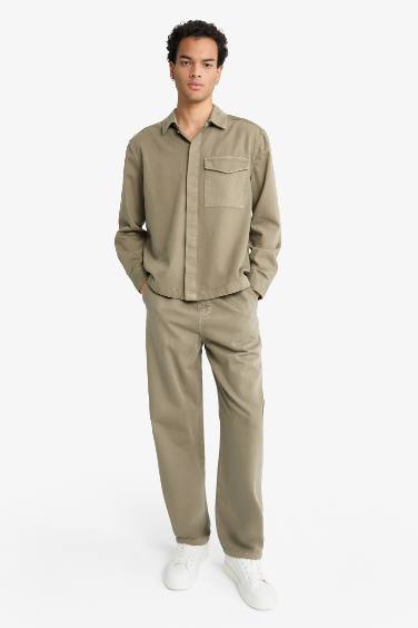 Pantalon baggy en gabardine à jambes larges