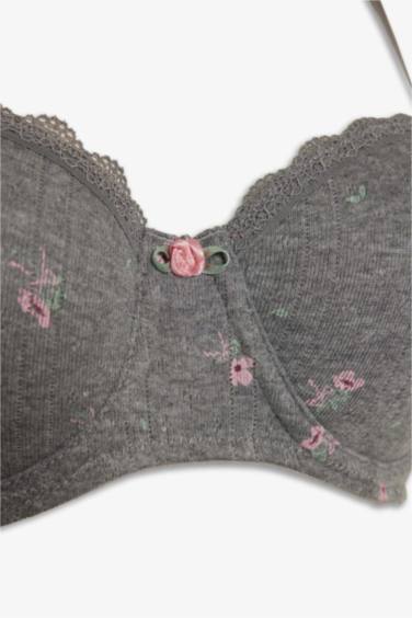 Dantel Detaylı Kaplı Pedsiz Balenli Balkonet Sütyen