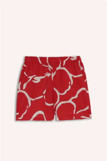 %100 Pamuk Normal Bel Desenli Kısa Paça Şort - Görsel 7