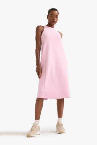 فستان ميدي كت منسوج بياخة مدورة من DeFactoFit