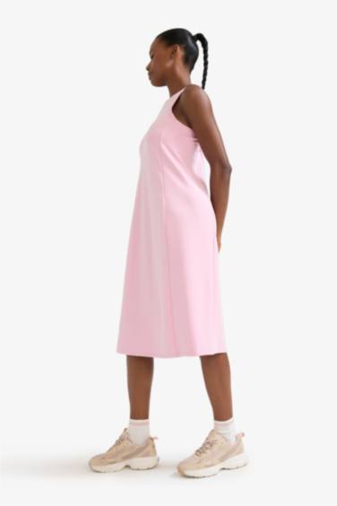 فستان ميدي كت منسوج بياخة مدورة من DeFactoFit