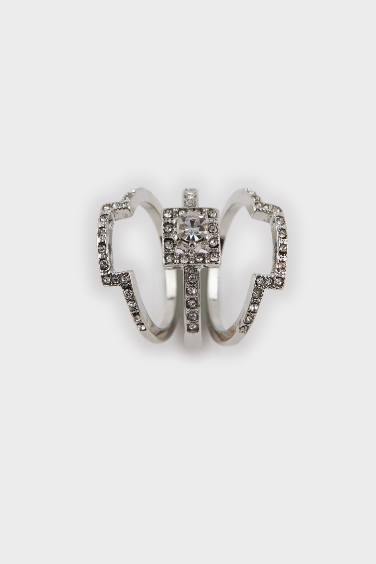 خاتم فضي من 3 قطع نسائي