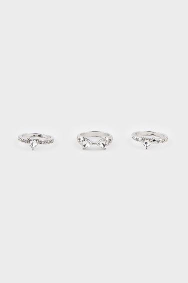 Woman 3 Piece Silver Rings