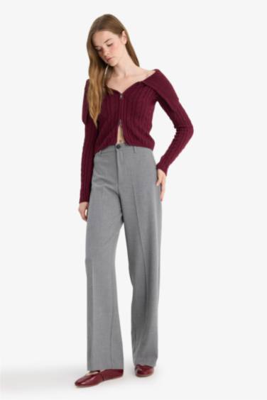 بنطلون قصة مستقيمة بجيب وخصر عادي