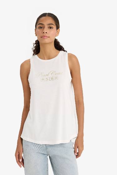 Relax Fit Baskılı Bisiklet Yaka Atlet