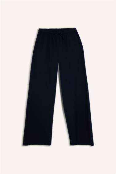 بنطرون وايد ليج برجل واسع بجيب وخصر عادي