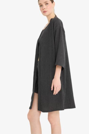 Relax Fit Crinkle Midi Cardigan