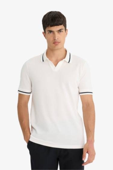 Regular Fit Polo Yaka Bubble Kısa Kollu Tişört