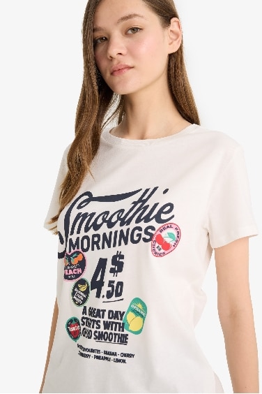 Regular Fit Crew Neck Printed Short Sleeve T-Shirt