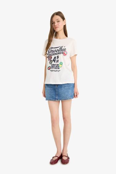 Regular Fit Crew Neck Printed Short Sleeve T-Shirt