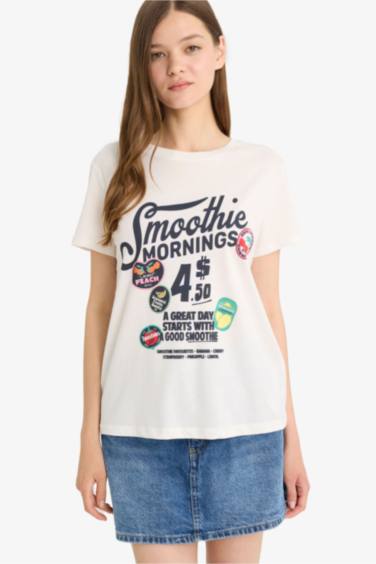 Regular Fit Crew Neck Printed Short Sleeve T-Shirt