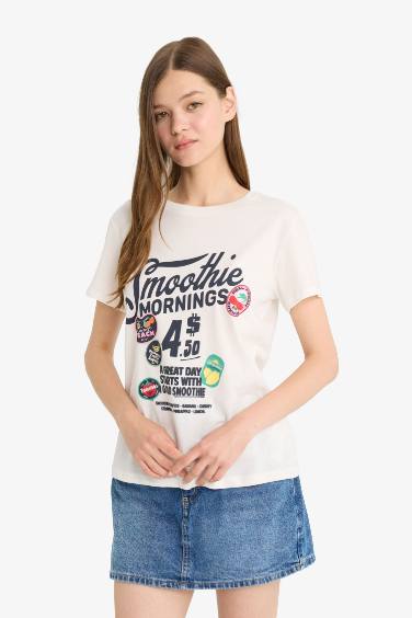 Regular Fit Crew Neck Printed Short Sleeve T-Shirt