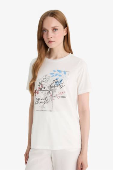 T-shirt imprimé à col rond et manches courtes Coupe régulière