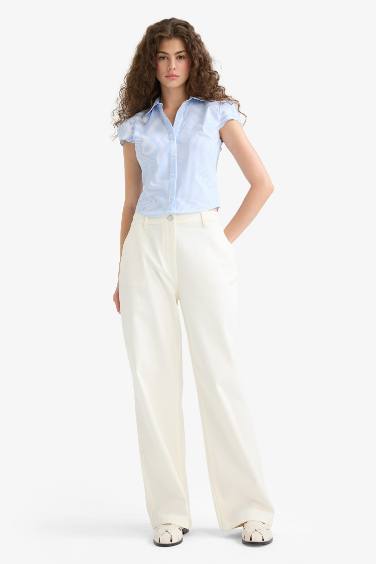 Fitted Poplin Short Sleeve Shirt