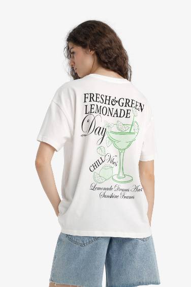 Oversize Fit Crew Neck Back Printed T-Shirt