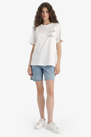 Oversize Fit Crew Neck Back Printed T-Shirt