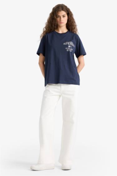 Oversize Fit Crew Neck Printed Short Sleeve T-Shirt