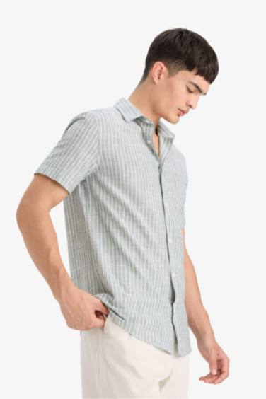 Striped Short Sleeve Cotton Shirt