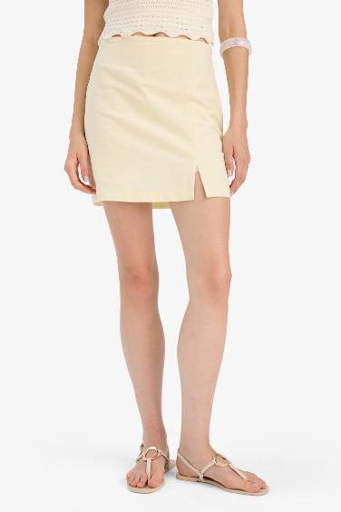 Pencil Skirt Linen Look Lined Normal Waist Mini Skirt