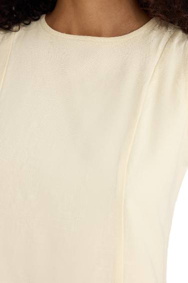 Mini Robe sans manches effet lin à col rond