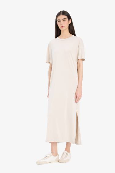 Crew Neck Modal Short Sleeve Midi Dress