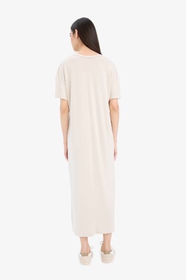 Crew Neck Modal Short Sleeve Midi Dress