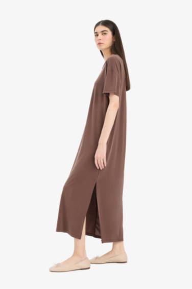 Crew Neck Modal Short Sleeve Midi Dress