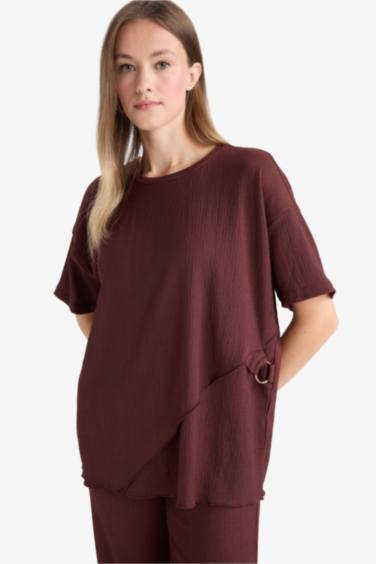 Regular Fit Crew Neck Crepe Short Sleeve T-Shirt