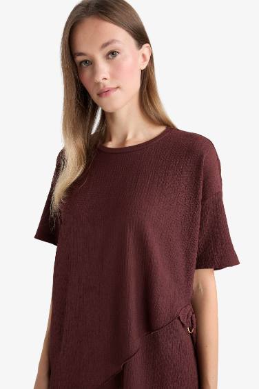 Regular Fit Crew Neck Crepe Short Sleeve T-Shirt