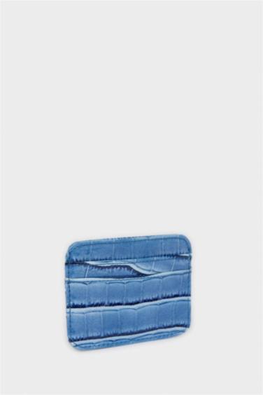 محفظة بطاقات حريمي جلد صناعي أزرق